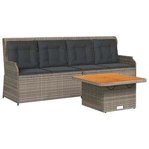 vidaXL 3-delige Loungeset met kussens poly rattan grijs