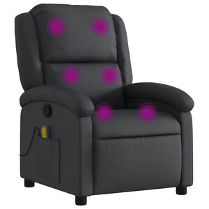 vidaXL Massagestoel van echt leer, zwart