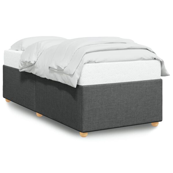 vidaXL Bedframe zonder matras, donkergrijs, eenpersoonsstof