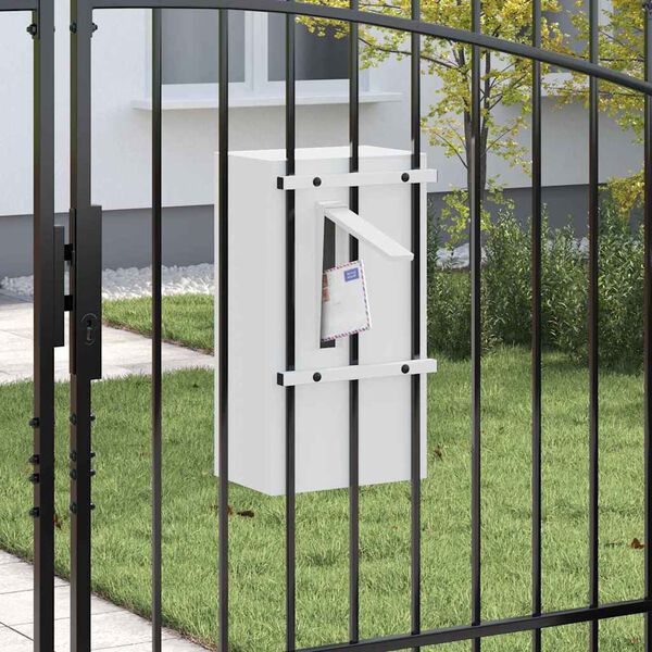 vidaXL Brievenbus Wit 30 x 23 x 55 cm Staal