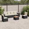 vidaXL 7-delige Loungeset met kussens poly rattan zwart