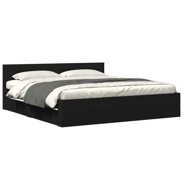vidaXL Bedframe met hoofdeinde zonder matras 200x200 cm zwart