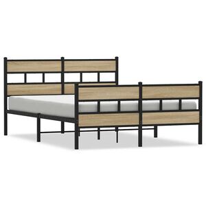 vidaXL Bedframe zonder matras metaal sonoma eikenkleurig 135x190 cm