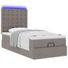 vidaXL Bed poef met matras en LED's 90x200 cm stof taupe
