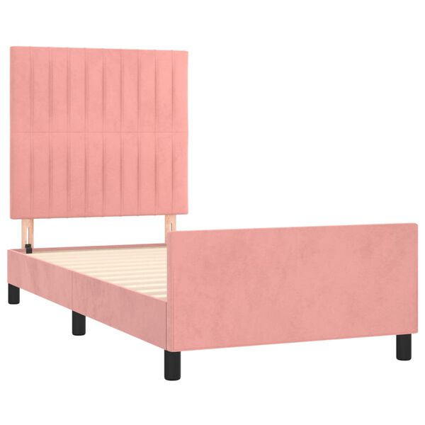 vidaXL Bedframe met hoofdeinde fluweel roze 90x190 cm