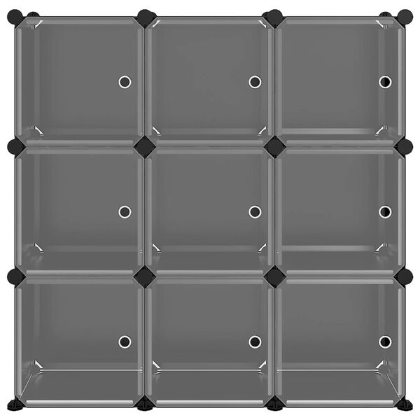 vidaXL Opbergmeubel met 9 vakken en deuren polypropeen zwart