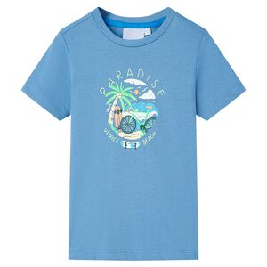 Kindershirt 116 middenblauw