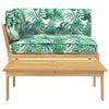 vidaXL Bankstel met kussen Blad 2 pcs Bladpatroon Massief Acaciahout