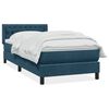 vidaXL Boxspring met matras fluweel donkerblauw 100x220 cm