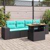 vidaXL 5-delige Loungeset met kussens poly rattan zwart
