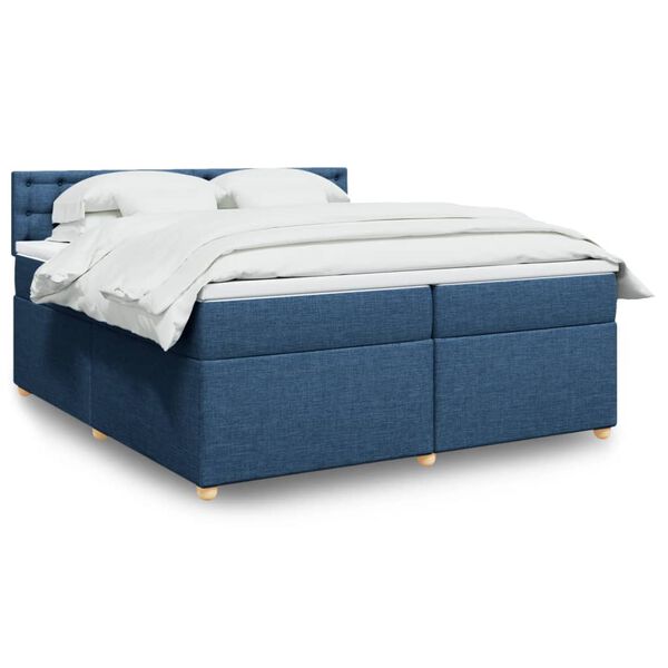 vidaXL Boxspring met matras stof blauw 200x200 cm