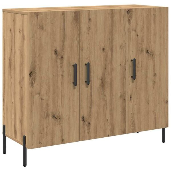 vidaXL Dressoir Artisan Eiken 90 x 34 x 80 cm Bewerkt hout
