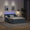 vidaXL Ottoman bed met matras en LED's 140x190cm fluweel donkergrijs