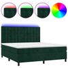 vidaXL Boxspring met matras en LED fluweel donkergroen 160x200 cm