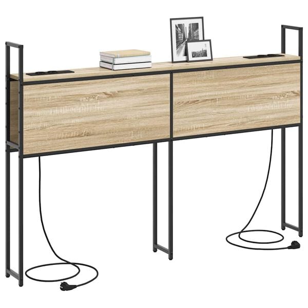 vidaXL Opberghoofdbord met Oplaadstation Sonoma eiken 143 x 15 x 98 cm