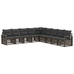 vidaXL Tuinbankenset 9 pcs Grijs poly rattan