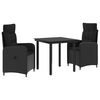 vidaXL Tuin eettafelset 3 st Zwart PE Rattan en Poeder-Coated Staal