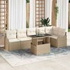 vidaXL Tuin Sofa Set met kussen met kussen 7 pcs Beige Poly Rattan