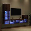 vidaXL TV Wandmeubels met LED-striplichten Oud Hout Bewerkt hout