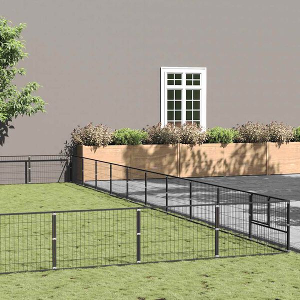 vidaXL Hondenkennel 100 m&sup2; staal zwart