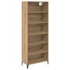 vidaXL Hoge kast Artisan Eiken 69,5 x 34 x 180 cm Bewerkt hout