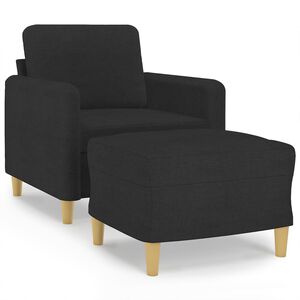 vidaXL Fauteuil met voetenbank 60 cm stof zwart