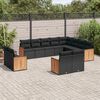 vidaXL 12-delige Loungeset met kussens poly rattan zwart