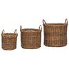 vidaXL Plantenmand met opslag 3 pcs Bruin Kubu Rattan