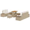vidaXL Tuinbankenset met kussen met opslag 8 pcs Beige Poly riet