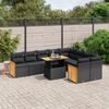 vidaXL 10-delige Loungeset met kussens poly rattan zwart