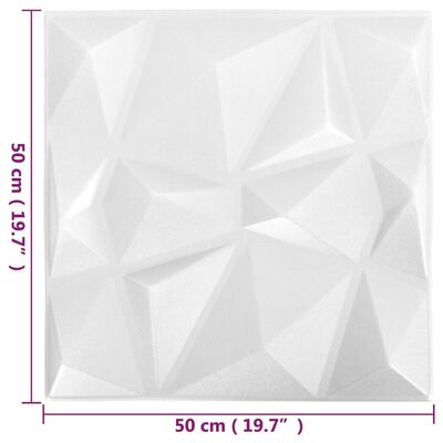 vidaXL 24 st Wandpanelen 3D 6 m² 50x50 cm diamantwit