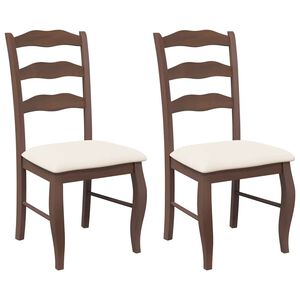 vidaXL Eetkamerstoelen met kussens 2 stuks bruin massief hout rubber