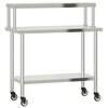 vidaXL Keukenwerktafel met bovenschap 110x55x120 cm roestvrij staal
