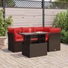vidaXL 5-delige Loungeset met kussens poly rattan acacia bruin