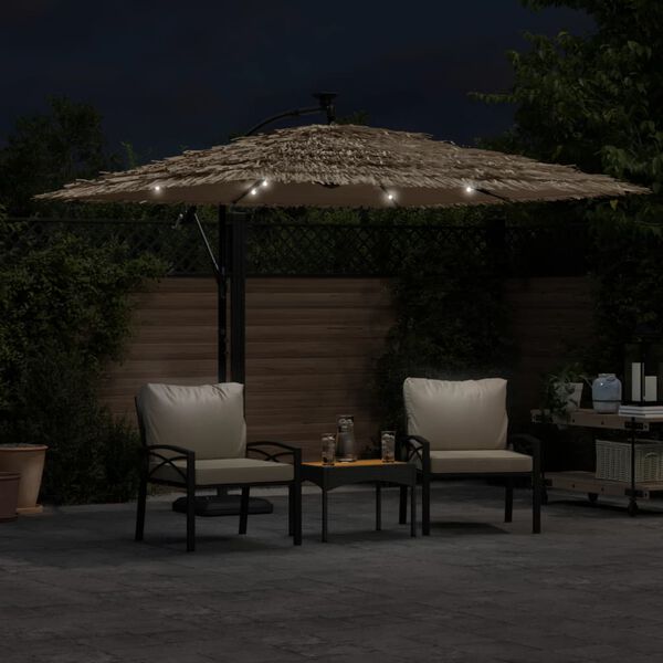 vidaXL Parasol met LED's en stalen paal 269x269x235 cm bruin
