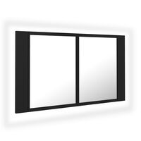 vidaXL Badkamerkast met spiegel en LED 80x12x45 cm acryl zwart