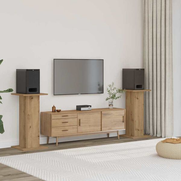 vidaXL Speakerstandaards 2 st 30x30x60 cm hout artisanaal eikenkleurig
