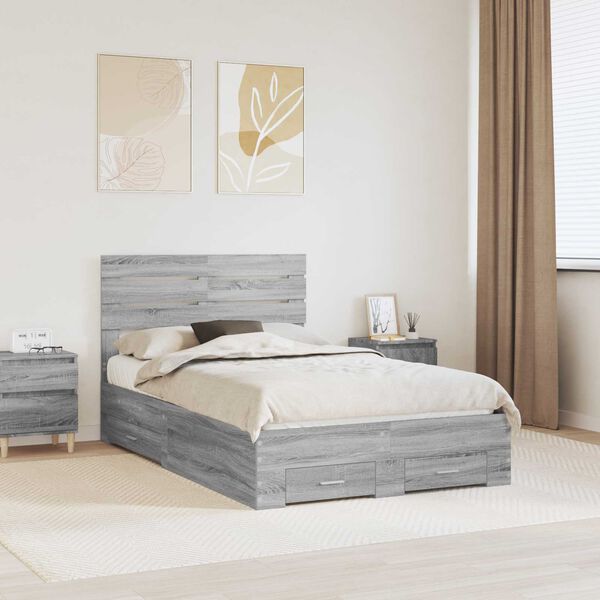vidaXL Bedframe met lade met hoofdeinde met opslag Bewerkt hout