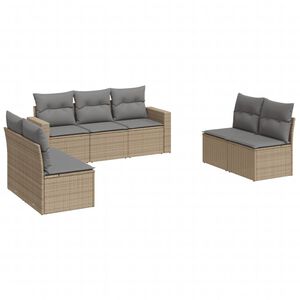 vidaXL 7-delige Loungeset met kussens poly rattan beige