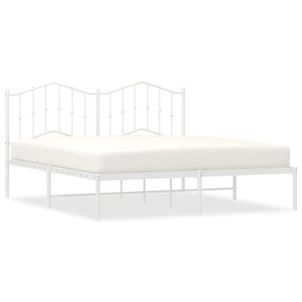 vidaXL Bedframe met hoofdbord metaal wit 183x213 cm