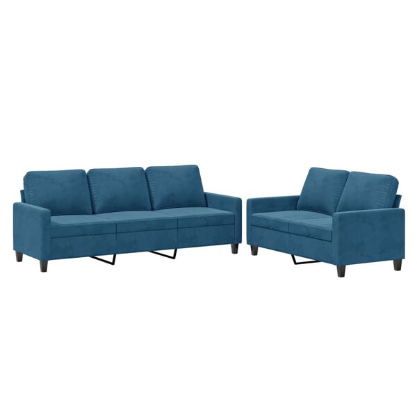 vidaXL 2-delige Loungeset met kussens fluweel blauw
