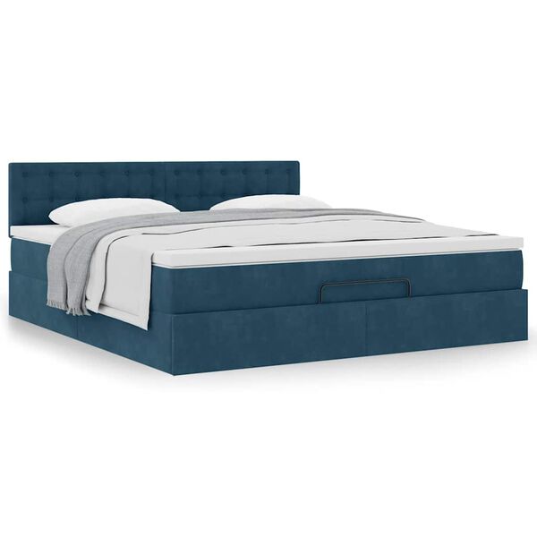vidaXL Ottoman bed met matras 180x200 cm fluweel donkerblauw