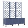 vidaXL Tuinplantbak met schutting en wielen Blauw Grijs PP
