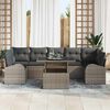 vidaXL Tuin Sofa Set met kussen 8 pcs Grijs Poly riet