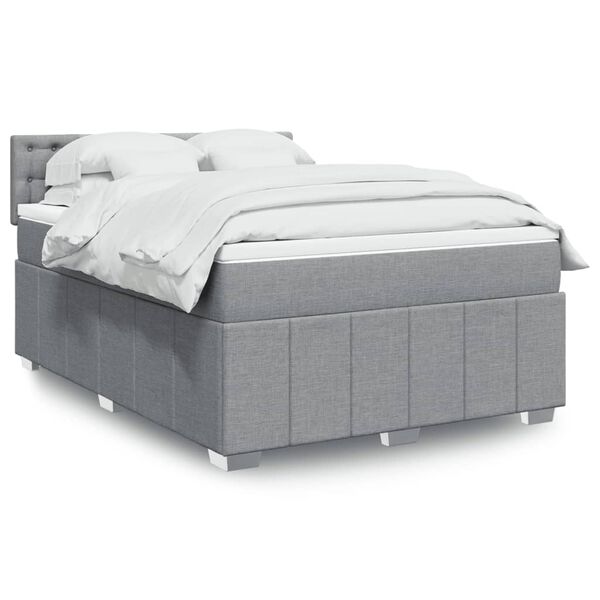 vidaXL Boxspring met matras stof lichtgrijs 140x190 cm