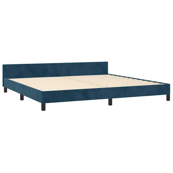 vidaXL Bedframe zonder matras 200x200 cm fluweel donkerblauw
