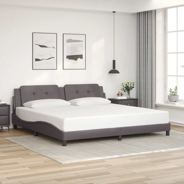 vidaXL Bedframe zonder matras "Zadar" kunstleer grijs 200x200 cm