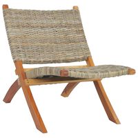 vidaXL Relaxstoel natuurlijk kubu rattan en massief mahoniehout
