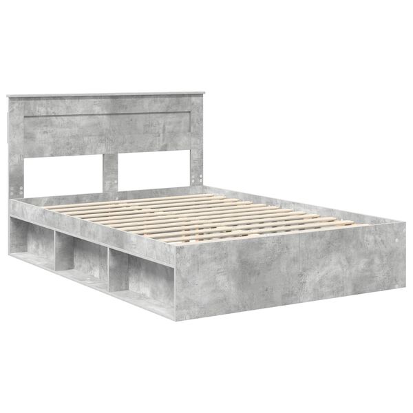 vidaXL Bedframe met hoofdeinde Beton 140 x 190 cm Massief grenenhout