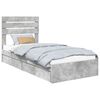 vidaXL Opslag bed met hoofdeinde Beton Grijs 90 x 190 cm Bewerkt hout